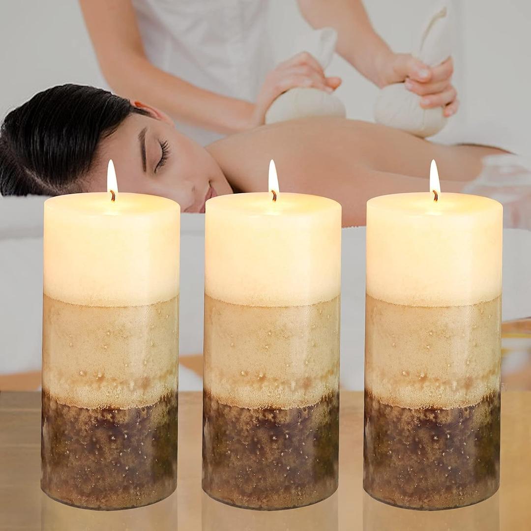 Pillar Candles, Scented Candle, Set of 3 Vanilla Cupcake Aromatherapy Candles for Home Scented, Woman Gifts, Bathroom, Spa, Wedding (3 6")