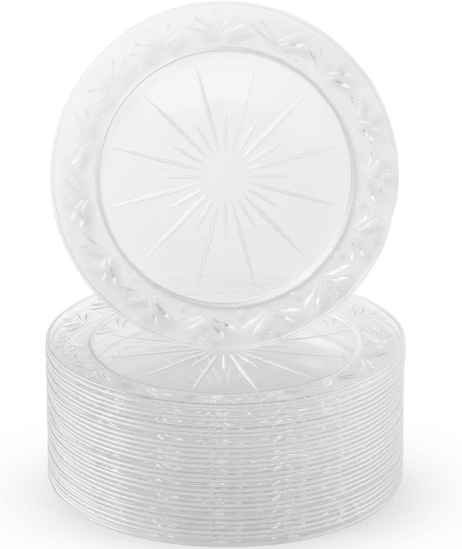 Blue Sky Simcha Disposable Clear Plastic 10" Plates (20 Count) | Premium, Sturdy Dinnerware for Parties, Events, and Holidays
