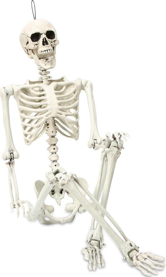 Abakuku 5.4 ft Posable Halloween Skeleton Decorations,Human Bones for Halloween Party with Movable Joints,for Haunted Houses, Front Lawn, Graveyard Props
