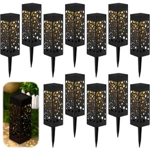 VIHOSE 12 Pcs Solar Pathway Lights Waterproof Solar Powered Outdoor Lights 11.4 Inch Outdoor Lamp Decorations for Garden Yard Patio Walkway Driveway Outside, Warm Color
