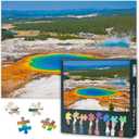 USA Landmarks Puzzles for Adults 1000 Pieces, Grand Prismatic Spring in Yellowstone National Park Jigsaw Puzzles, Adult Puzzle for Adults, Educational Fun Games or Toys for Elders Friends 20X27 INCH