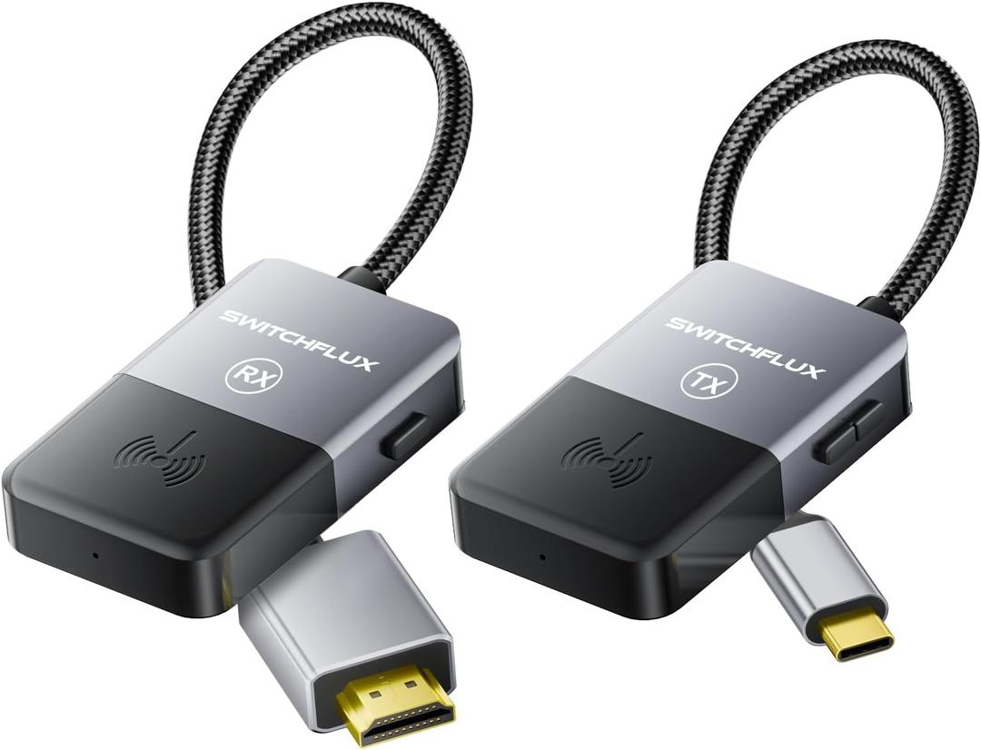 Wireless HDMI Transmitter and Receiver, 4K Plug & Play Portable 2.4G/5G Upgrade USB C Wireless HDMI Extender Kit for Streaming Video and Audio to HDTV/Monitor from Martphone/Tablet/Laptop
