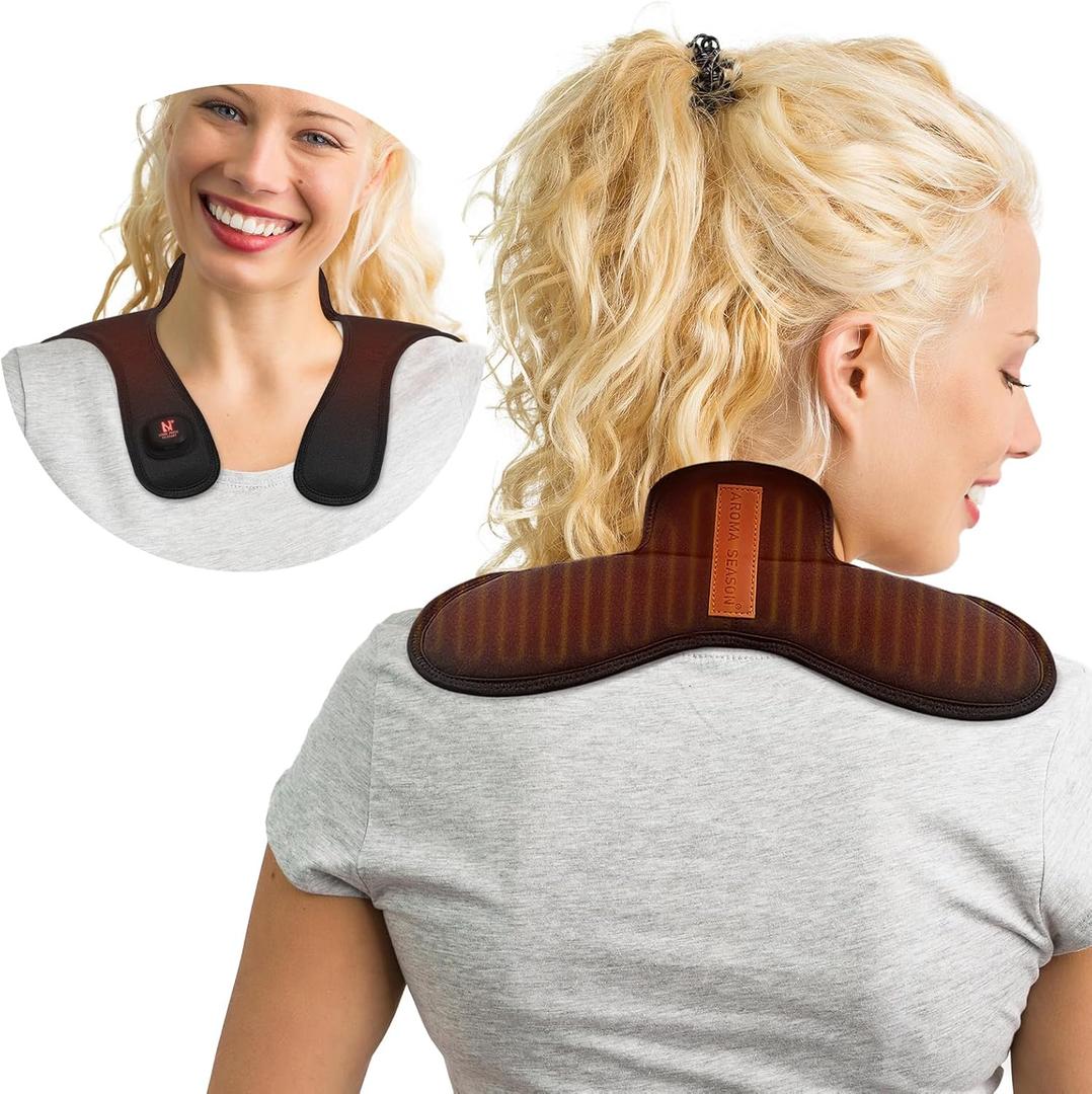 Heated Neck Wrap, Cordless Electric Heating Pad for Neck & Shoulder Pain Relief, Portable Heating Pad Mini for Relief of Sore Muscles (Black)