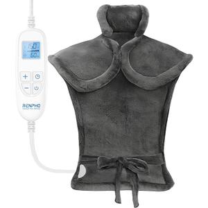 RENPHO Electric Heating Pad for Back, Valentines Day Gifts for Her Him, Birthday Gifts for Women Men Mom, FSA Eligible HSA Approved, Large Heat Pad for Neck Shoulders, 24"x33", ETL Certified, Gray
