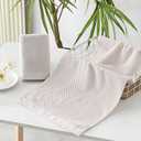 YiLUOMO Lime White Hand Towels Set of 2 Herringbone Striped Weave Pattern Ultra Absorbent 100% Cotton Super Soft Hand Towel for Bathroom 13 X 29 Inch