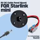 RV DC Cable Panel Mount Compatible with Starlink mini, 5.5 x 2.1mm 2-Pole DC Female SocketWaterproof Passthrough(Round, Black 1pcs)