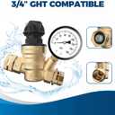 RVGUARD RV Water Pressure Regulator Valve With An Adjustable Knob, Tool-Free, CSA Approved, Lead-Free Brass Water Pressure Reducer with Gauge and Inlet Screen Filter for RV Camper Travel Trailer