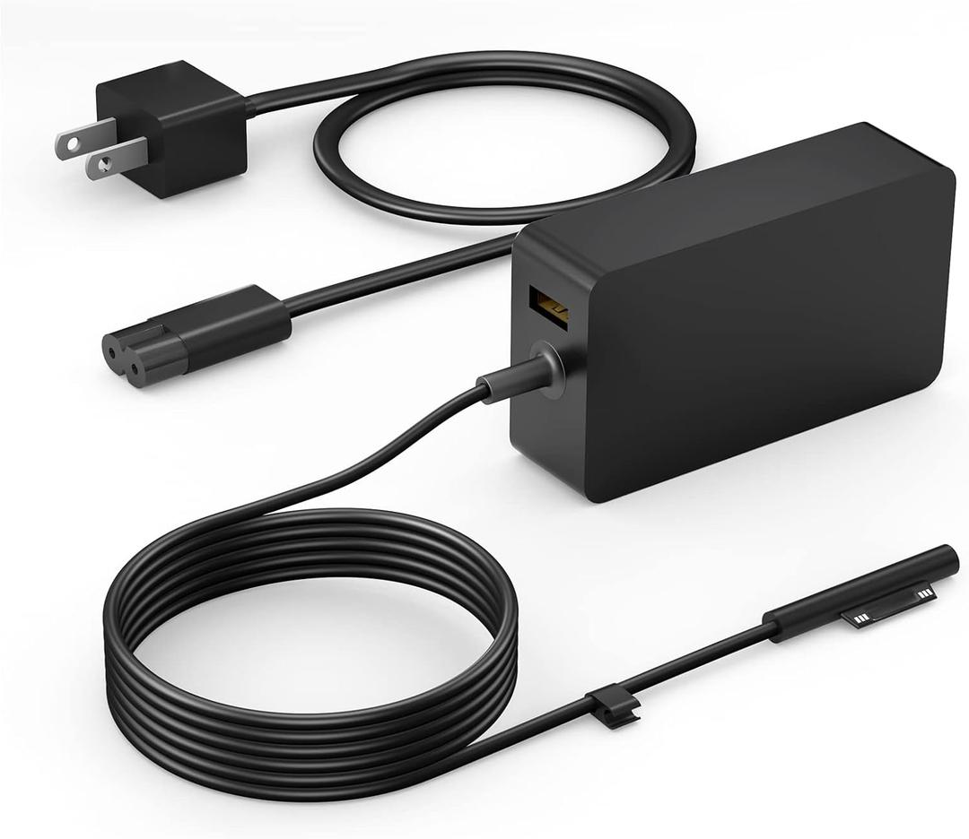 YURCIPWE Surface Pro Charger 65W, Surface Laptop Charger Compatible with Microsoft Surface Pro 11/10/9/8/7+/7/6/5/4/X, Surface Laptop 5/4/3/2, Surface Book 3/2, Surface Go 3/2/1 with 8.8ft Power Cord
