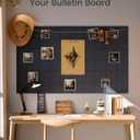 Large Felt Bulletin Board 48" x 36", 12-Pack 4-Compartment Wall Organizer, Cork Board Alternative with 70 Removable Adhesive Tabs, Modular Felt Panels for Home Office, Classroom and Study-Navy Blue