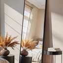 Full Length Mirror, Standing Large Floor Mirror with Aluminum Frame for Bedroom, Living Room, Bathroom(Black)