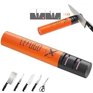 Electric Knife Sharpener, 3 Speed Max 7000RPM Handheld Sharpener for Kitchen Knives, Electric Knife Sharpening Tool of Portable Cordless Rechargeable 2000mAh (Orange)