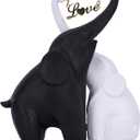 DOVDOV Black and White Couple Elephant Statue, Modern Art Love Elephant Decoration, Heart Shaped Elephant Sculpture Suitable for Living Room, Bedroom, Office, Bookshelf, and Desktop Decoration. B
