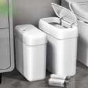 funest 2 Pack Bathroom Can with Pop-Up Lid,3 Gallon & 2.7 Gallon Small Spaces Plastic Garbage Can,Slim Wastebasket for Bathroom, RV, Office, White