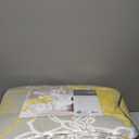 Madison Park Lola Sateen Cotton Comforter Set-Casual Medallion Floral Design All Season Down Alternative Bedding, Shams, Bedskirt, Decorative Pillows, King, Grey/Yellow 7 Piece