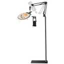 Adjustable Embroidery Hoops Stand for Hand Work, Cross Stitch Frame with 360° Rotation, Embroidery Stand Lap Suitable for Embroidery Kit, 3-in-1 Hoop/ Tablet/ Phone Holder Floor Stand, Black
