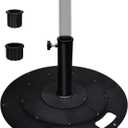 Koutemie 21 Inches Metal Umbrella Base with 2 Adapters for 1-" or 1-" Umbrella Poles, Heavy Duty Weighted Outdoor Umbrella Stand Holder for Patio Table, Black