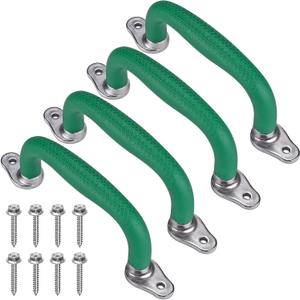 SELEWARE Green Playground Safety Handles, Non-Slip Kids Playground Grab Handles, Durable Indoor Outdoor Playset Hand Grips for Playhouse, Treehouse, Climbing Frame, Jungle Gym, Swing Set, 4 Pack