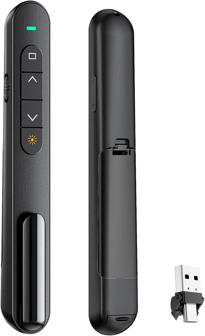 QUI Presentation Clicker for PowerPoint, RF 2.4GHz USB C Wireless Presenter Remote with Volume Control, PowerPoint Clicker Slide Advancer for Mac, Windows, Laptop, Keynote
