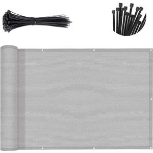 SUNNY GUARD 3'x10' Light Grey Balcony Deck Privacy Screen Fence, Apartments Railing, Heavy Duty Wind Screen for Outdoor,Deck,Backyard,Patio Privacy（We Make Custom Sizes）