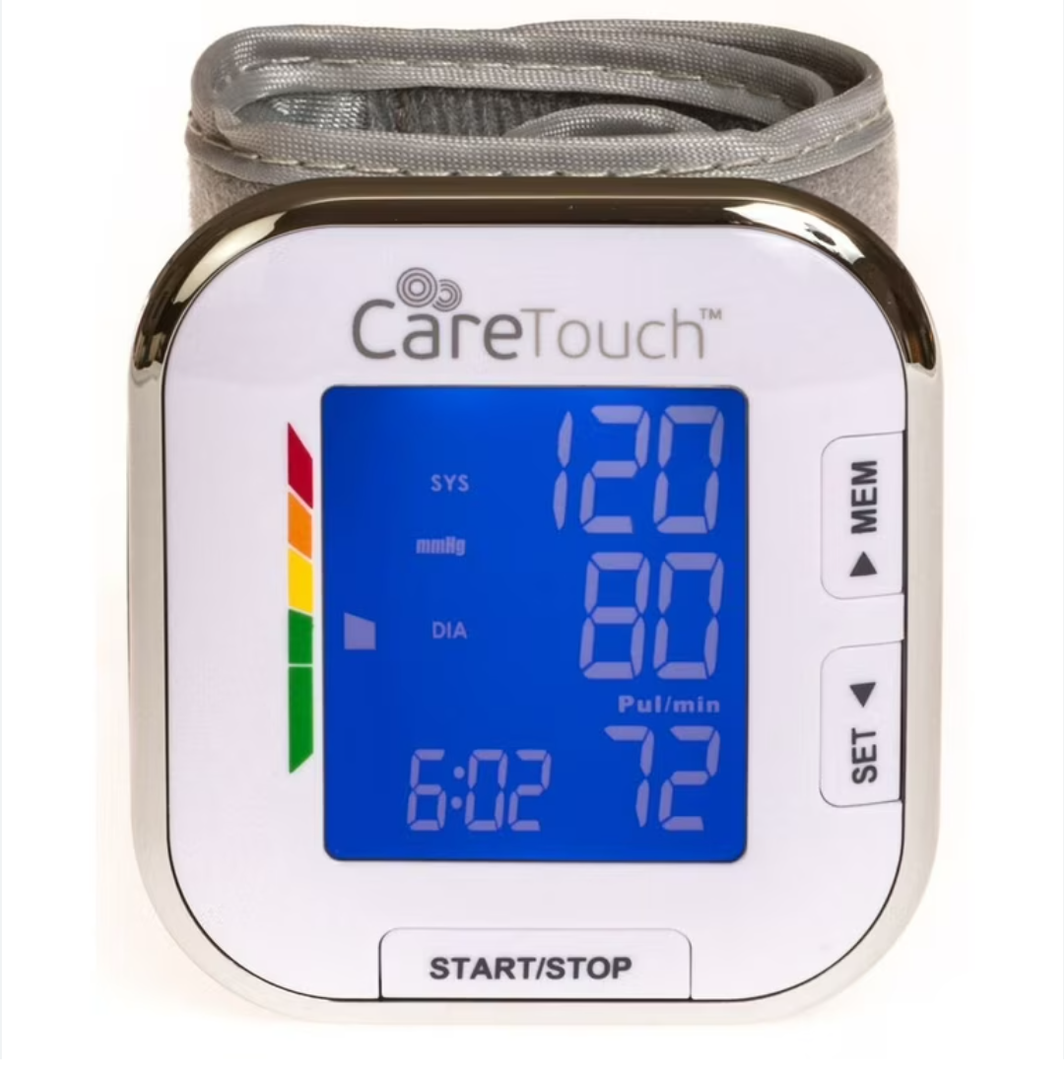 Care Touch Digital Wrist Blood Pressure Monitor with Batteries and Carrying Case Included