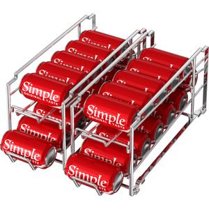 Simple Houseware Stackable Front Loading Beverage Can Dispenser Rack, Chrome - 2 Pack (Standard)