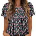 Angerella Womens Short Sleeve Shirts Summer Work Casual T-Shirt Tops Cute Trendy Flowy Tunic Loose Fit Dressy Blouse Sunflower Pink S