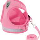 Cat Harnesses and Puppy Harness with Leashes Set, Escape Proof Cat Harness, Adjustable Reflective Soft Mesh Vest Fit Puppy Kitten Rabbit Ferrets's Outdoor Harness (Pink)