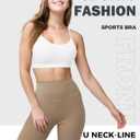 Buauty Y Back Sports Bra for Women, Low Impact Padded Racerback Spaghetti Strap Bras, Womens Workout Yoga Gym Tops (White, M)