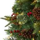 Nearly Natural 4ft. Pine, Pinecone and Berries Artificial Christmas Tree in Decorative Urn