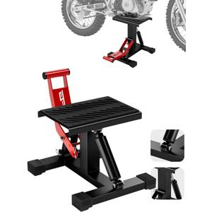 JFG RACING Motorcycle Dirt Bike Stand 1000Lbs Capacity Lift Jack Hoist Table Height Adjustable Lifting Stand Ideal for Dirt Pit Bike Repair&Maintainance,Dirt Bike Accessories (Red)