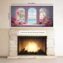 TEKMENT Pink Floral Beach Room Wall Art for Bedroom Canvas Painting Prints Beautiful Romance Sea Flower Window Cliffrose Windowsill Art Deco Romantic Artwork Office Girls Decor