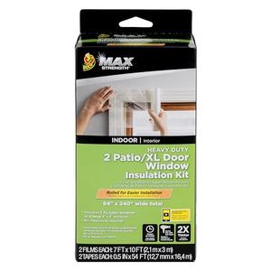 Duck MAX Strength Window Insulation Kit, Fits Patio Doors & Large Windows, Heavy Duty Indoor Shrink Film Insulator, Window Seal Tape Included, 84" x 120", Clear, 2 Pack