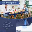 2 Pack 6 Foot Rectangle Elastic Fitted Tablecloth, Waterproof Fabric Table Cover, Washable Polyester Table Cloth for Picnic, Camping, Outdoor (Navy, 30" x 72")