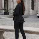 Salimdy Sexy 2 Piece Outfits for Women Long Sleeve Solid Blazer with Pants Casual Elegant Business Suit Sets (Black, XL)