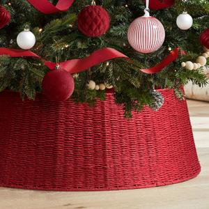 Hommtina Christmas Tree Collar- 26",Christmas Tree Base Christmas Tree Basket Collar for Home, Living Room,for Covering Tree Stand (Red, 26 in)