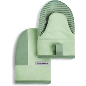 KitchenAid Beacon Two-Tone Non-Slip Mini Oven Mitt Set, Pistachio/Graphite Green, 5.5"x8", 2 Piece