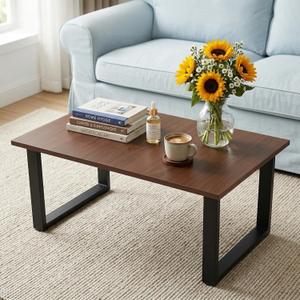 Walnut Folding Coffee Table: 35.5in Rustic Industrial Coffee Table, No Assembly Required, Modern Minimalist & Easy Storage Compact Design for Living Room, Bedroom, Home Office, Brown