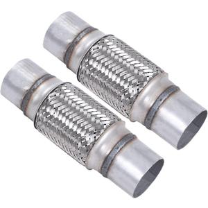 2PCS Exhaust Flex Pipe Stainless Steel Braid 2.5"Inch x 6"Inch w/Ends 10"Inch Long Heavy Duty