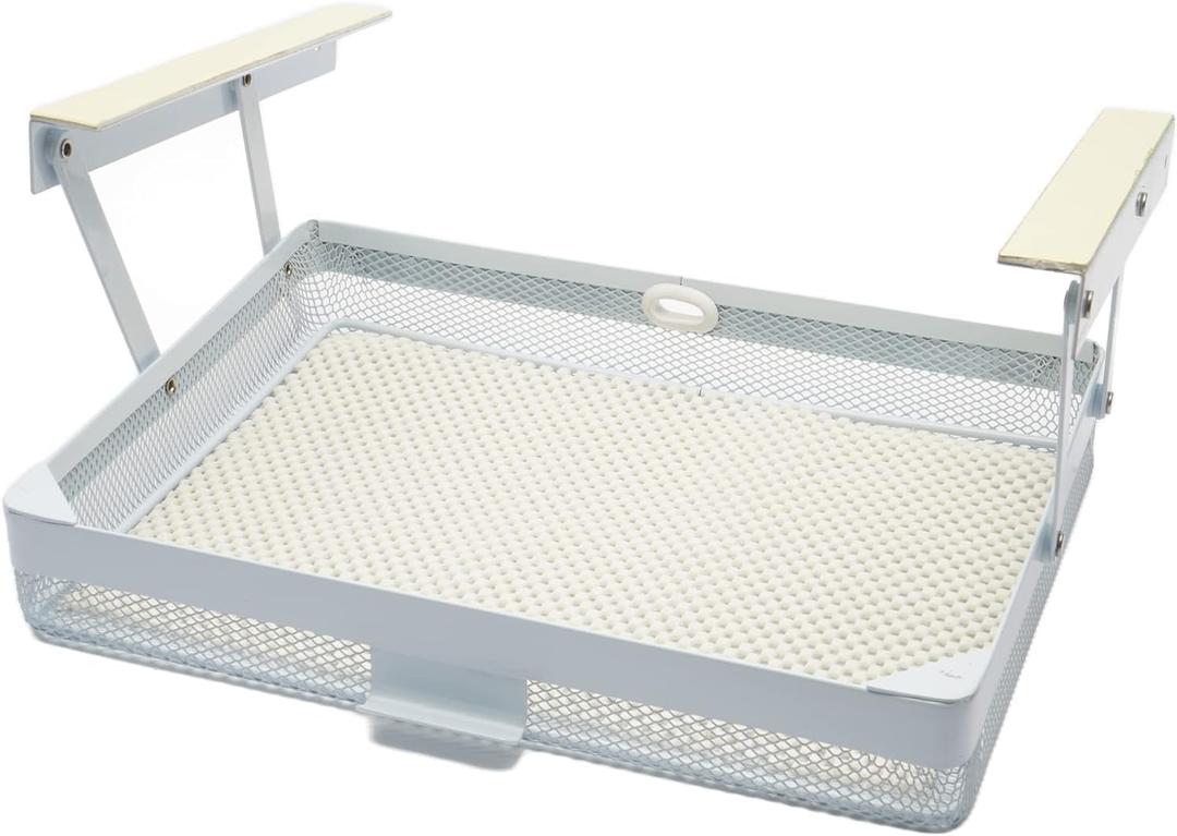 Everything Keeper - Organizer for Home, Kitchen, Bathroom, RV, Small Spaces - Storage Organizers - Compact Metal Basket - Under Cabinet Holder - Easy Install - Holds Strong - 13 x 10 x 2.5 in (White)