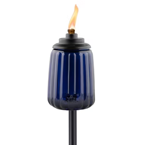 TIKI 65" Twilight Box Steel/Glass Outdoor Torch Blue