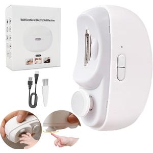 Electric Baby Nail Clippers, 2-in-1 Polished Automatic Baby Nail Trimmer, Safe & USB Rechargeable Baby Nail File with Nail Clip Storag, LED Light, Nail Clipper Suitable for Babies, Kids