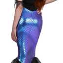 Women's Midnight Siren Costume  Skeleton Mermaid Halloween Dress with Iridescent Tail & Headband (L)
