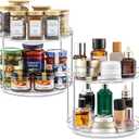 2 Set 2 Tier Non-Skid Acrylic Lazy Susan Turntable Organizer - Rotating Spice Rack - Spinning Organization for Kitchen, Pantry, Countertop, Closet, Bathroom, Vanity, Medicine Cabinet Organizing,9.25''