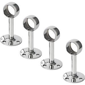 2 x Alise Curtain Rod Holder Bracket 1''Dia,Closet Rod Holders Wall Mount,Ceiling Mounted Curtain Rod Flange Brackets,Ceiling Curtain Rods Brackets for Bathroom Curtain,Stainless Steel Chrome Finish,4 Pcs