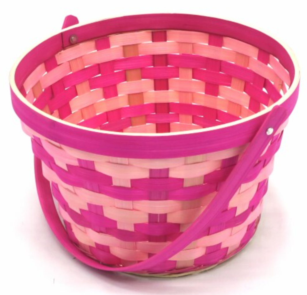 Holiday Home Easter 8.5” Two Tone Bamboo Basket - Pink, Big