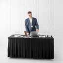 Your Magic Moment Spandex Table Skirt for Rectangle Tables 4 ft Black Fitted Tablecloth 1 Piece Fitted Table Covers for 4 Foot Tables Black for Parties