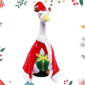 Froklic Christmas Porch Goose Outfits, 3 Pcs/ Set Red Snowflake Cape, Santa Hat and Scarf Goose Statue Clothes for 23" Plastic/ Cement Goose, Patio Lawn Garden Yard Xmas Decoration