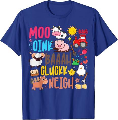 Farm Animals Sounds Oink Baa Neigh Cluck Moo Toddler Farmer T-Shirt, XL