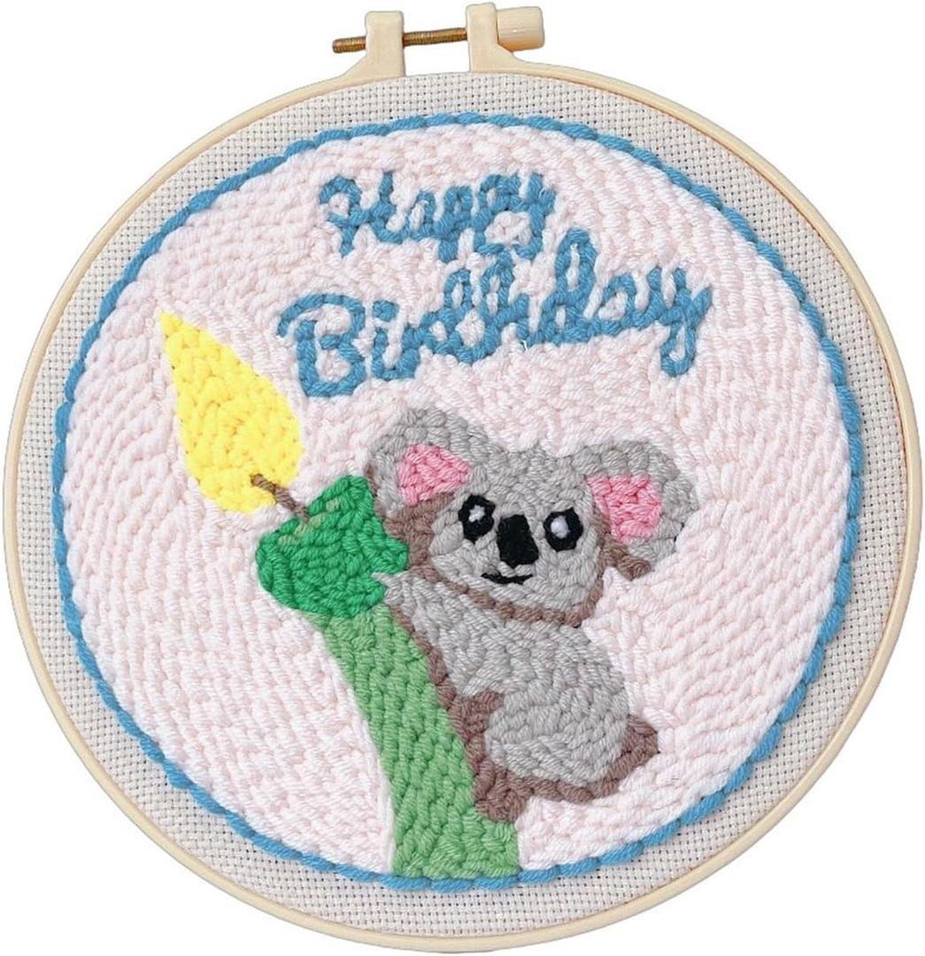 TingHong Punch Needle Embroidery Kit for Beginners Complete DIY Crafts for Adults with Pre-Printed Fabric & Embroidery Hoop Modern Needlepoint Kit for Home Decor (Koala)