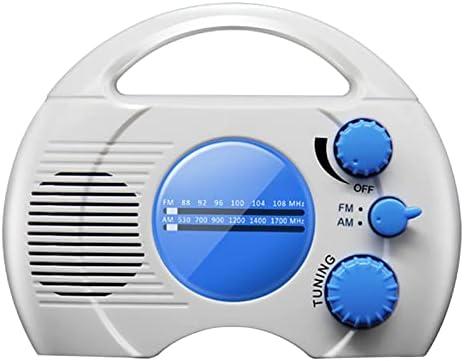 Portable AM/FM Shower Radio, Waterproof Hanging Bathroom Radio Built-in Speaker, Adjustable Volume with Rotating Knob, Battery Operated for Bathroom, Kitchen, Outdoor